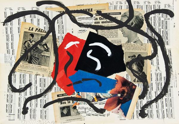 Arturo Carmassi : Senza titolo  (1981)  - Tecnica mista e collage su cartone - Asta Asta 86 di Arte Moderna e Contemporanea - Fabiani Arte