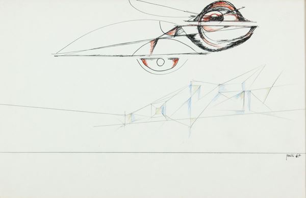 Achille Perilli : Senza titolo  (1967)  - Tecnica mista su cartoncino - Asta Asta 86 di Arte Moderna e Contemporanea - Fabiani Arte
