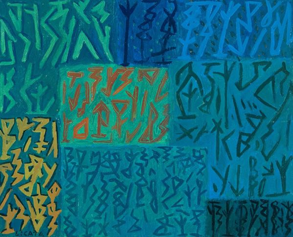 Riccardo Licata : Composizione  (2000)  - Olio su tela - Asta Asta 86 di Arte Moderna e Contemporanea - Fabiani Arte
