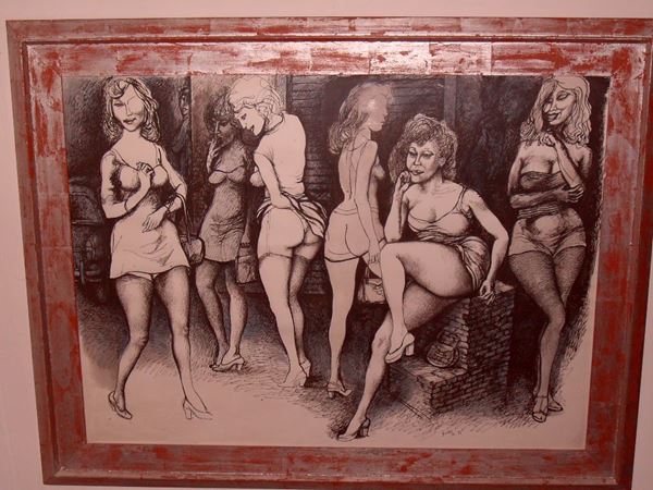 Renato Guttuso : Figure  (1972)  - China e tecnica mista su carta, - Asta Asta 86 di Arte Moderna e Contemporanea - Fabiani Arte