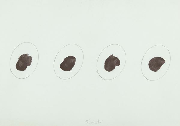 Turi Simeti : 4 ovali  - Tecnica mista su carta Fabriano - Asta  Arte Moderna e Contemporanea,  '800  e  '900 - Fabiani Arte
