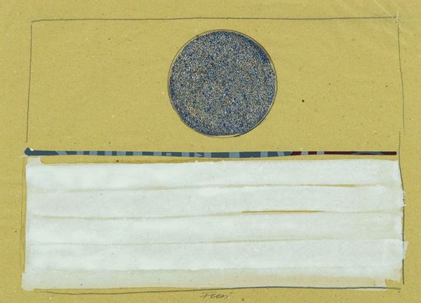 Walter Fusi : Senza titolo  (Anni '80)  - Tecnica mista su carta gialla - Asta Arte Moderna e Contemporanea, '800 e'900 - Fabiani Arte