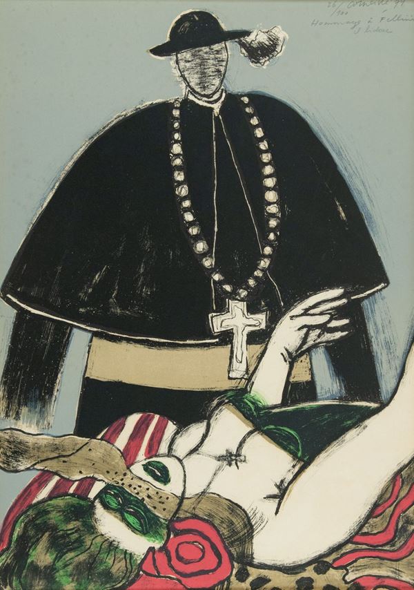 Guillaume Corneille : Hommage a Fellini - il bidone  (1974)  - Litografia su carta - Asta Arte Moderna e Contemporanea, '800 e'900 - Fabiani Arte