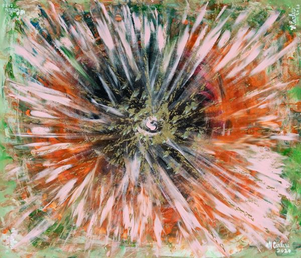 Marta Carlesi : Big bang  (2020)  - Olio su cartone - Asta Arte Moderna e Contemporanea, '800 e'900 - Fabiani Arte