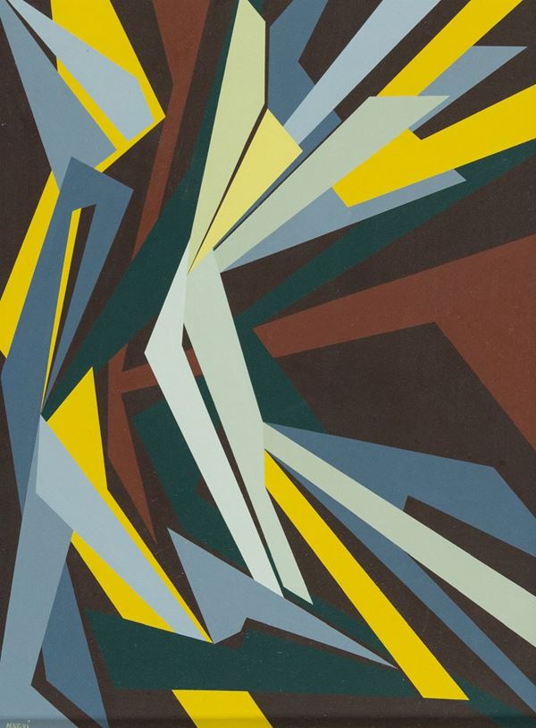 Gualtiero Nativi : Spazio dinamico-composizione  (1951)  - Tempera su carta intelata - Asta Arte Moderna e Contemporanea, '800 e'900 - Fabiani Arte