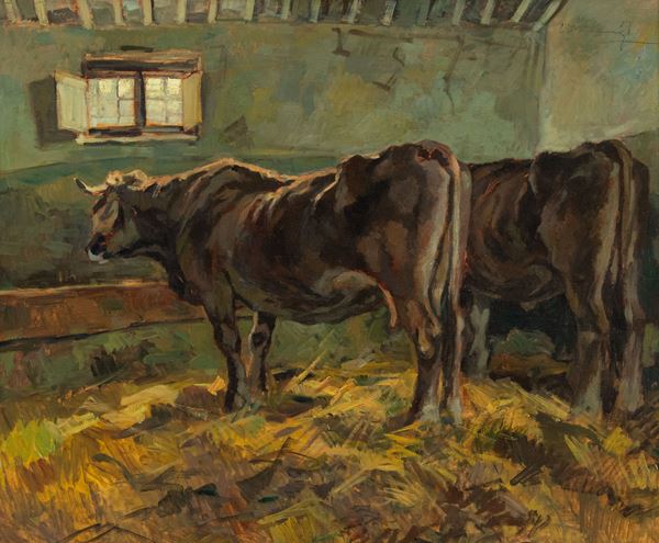 Carlo Domenici - Mucche nella stalla