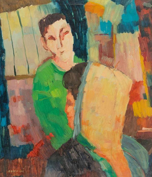 Lindo Meoni : Figure  (1961)  - Olio su tela - Asta Arte Moderna e Contemporanea, '800 e'900 - Fabiani Arte