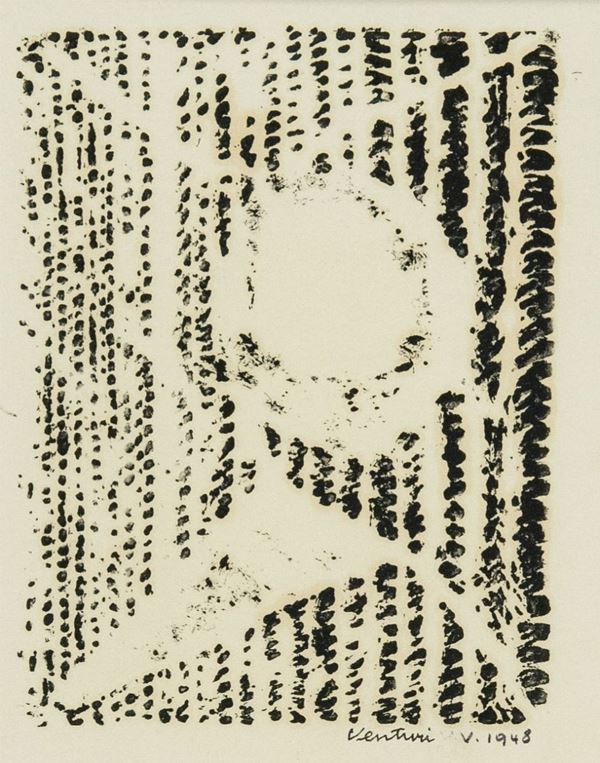 Venturino Venturi : Senza titolo  (1948)  - Olio su carta - Asta Arte Moderna e Contemporanea, '800 e'900 - Fabiani Arte