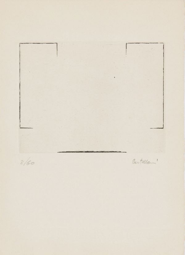 Enrico Castellani : Incisione  (1963)  - Acquaforte di cm. 11,5x14 - Asta Arte Moderna e Contemporanea, '800 e'900 - Fabiani Arte