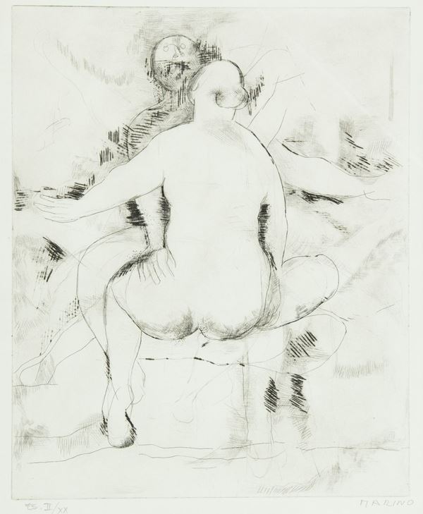 Marino Marini : Impressioni  (1959)  - Incisione ad acquaforte e puntasecca di cm. 45x36,5 - Asta Arte Moderna e Contemporanea - Fabiani Arte