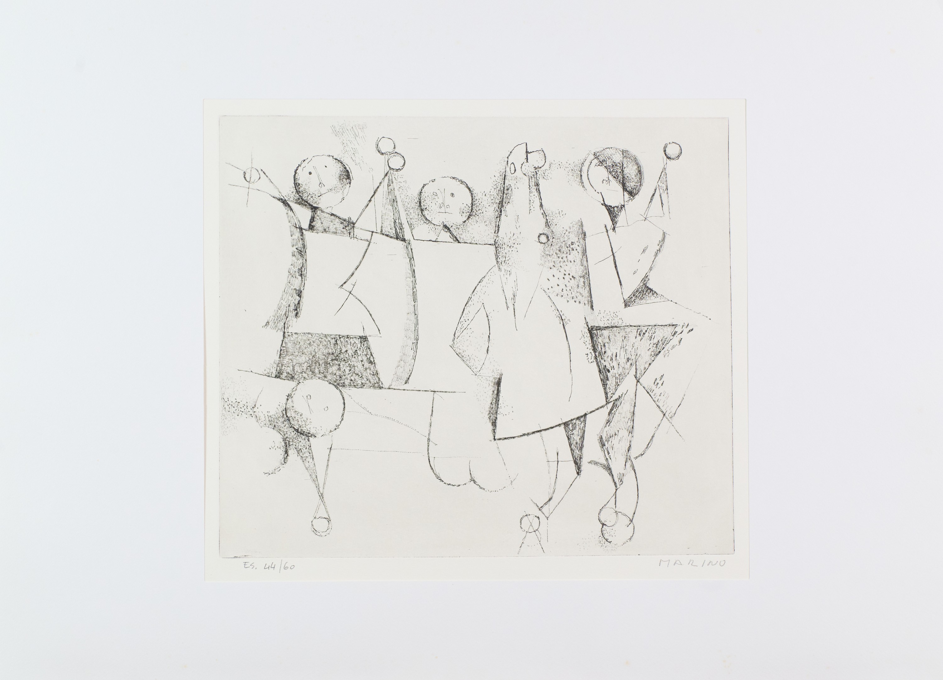 Marino Marini - Gioco di arlecchini, incisione ad acquaforte e puntasecca (1970)