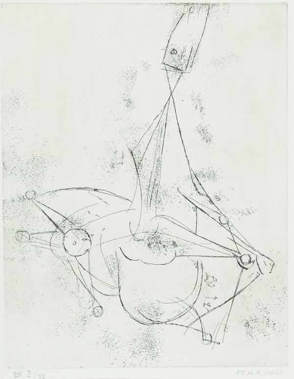 Marino Marini : Immaginazione  (1970)  - Incisione ad acquaforte e puntasecca di cm. 41x32 - Asta Arte Moderna e Contemporanea - Fabiani Arte