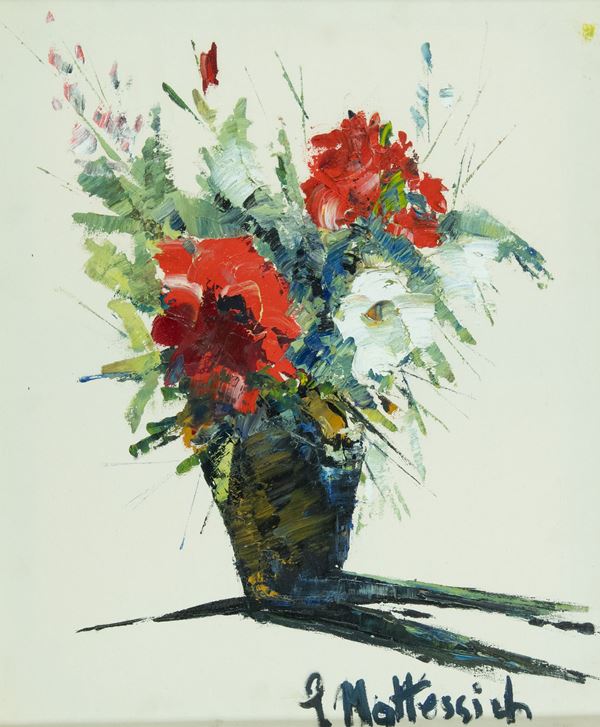 Gino Mattessich : Vaso di fiori  - Olio su tela - Asta Arte Moderna e Contemporanea, '800 e'900 - Fabiani Arte