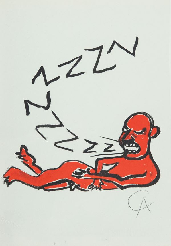 Alexander Calder : La lettera &quot;Z&quot;  - Riproduzione fotolitografica su cartoncino - Asta Arte Moderna e Contemporanea, '800 e'900 - Fabiani Arte