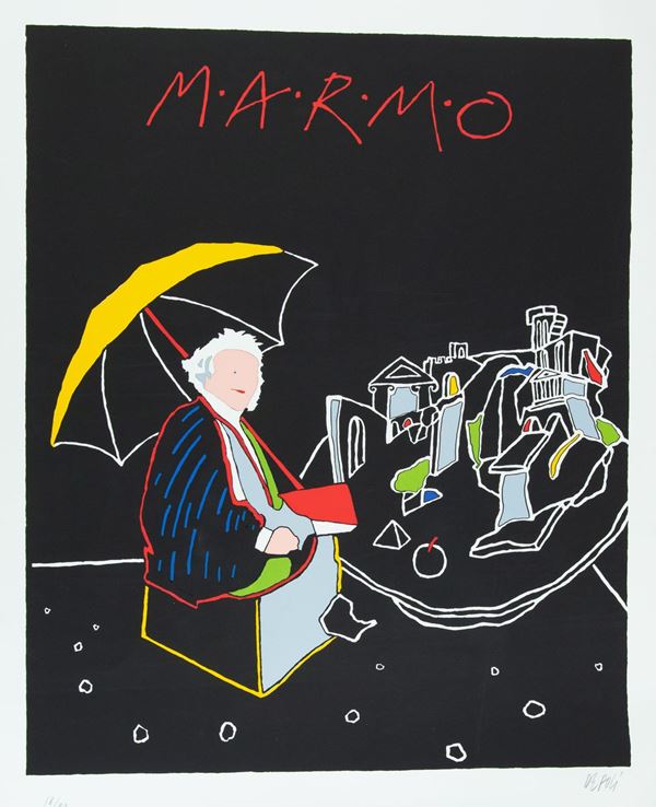 Fabio De Poli : Marmo  - Lotto unico di due Litografie su cartincino, ciascuna di cm. 125x99,5 - Asta Arte Moderna e Contemporanea, '800 e'900 - Fabiani Arte