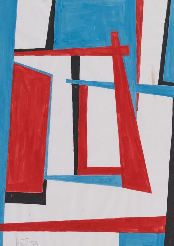 Mario Nuti : Convergenze  (1953)  - Tempera su carta - Asta  Arte Moderna e Contemporanea,  '800  e  '900 - Fabiani Arte