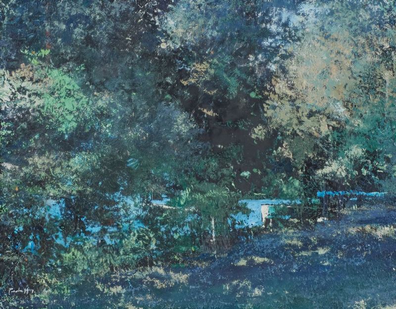 Antonio Pedretti - Paesaggio, olio su cartone