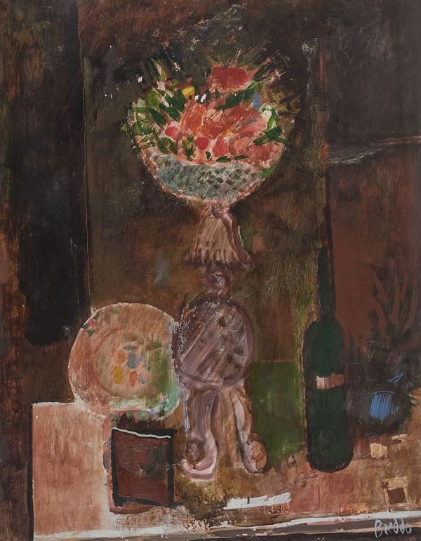 Gastone Breddo : Vaso di fiori  - Olio su tela - Asta  Arte Moderna e Contemporanea,  '800  e  '900 - Fabiani Arte
