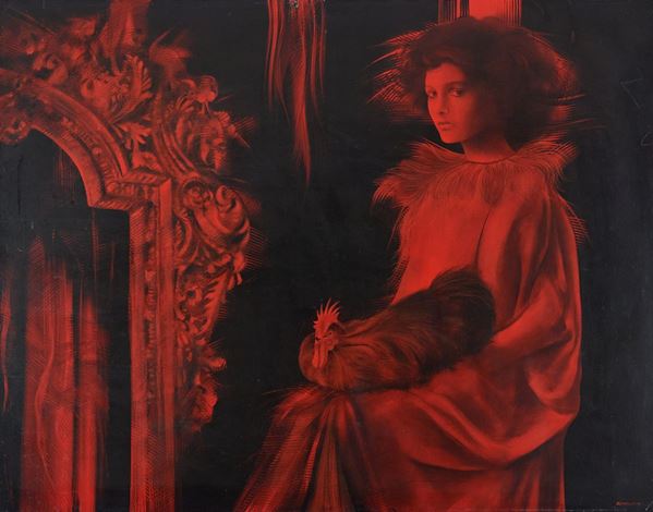 Riccardo Benvenuti : Aspettando la soltudine  (1980)  - Olio su tela riportata su tavola - Asta  Arte Moderna e Contemporanea,  '800  e  '900 - Fabiani Arte