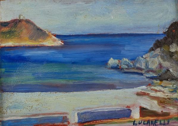 Marcello Lucarelli : Mare di Sardegna  (1974)  - Olio su tavola - Asta  Arte Moderna e Contemporanea,  '800  e  '900 - Fabiani Arte