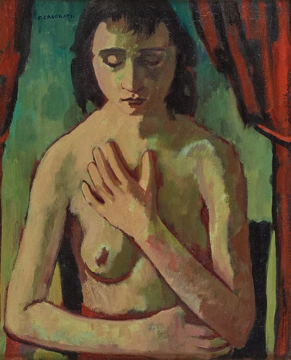 Felice Casorati : Fanciulla bruna  (1942)  - Olio su tela - Asta  Arte Moderna e Contemporanea,  '800  e  '900 - Fabiani Arte