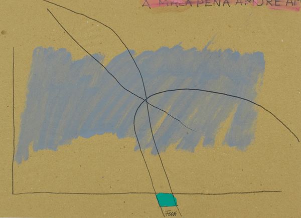 Walter Fusi : A mala pena amore  - Tecnica mista su carta - Asta  Arte Moderna e Contemporanea,  '800  e  '900 - Fabiani Arte