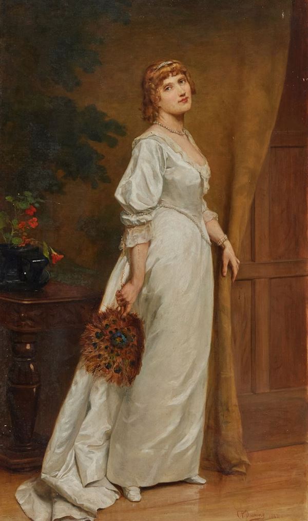 Charles Palmer Downing : Ritratto di nobildonna  (1882)  - Olio su tela - Asta  Arte Moderna e Contemporanea,  '800  e  '900 - Fabiani Arte
