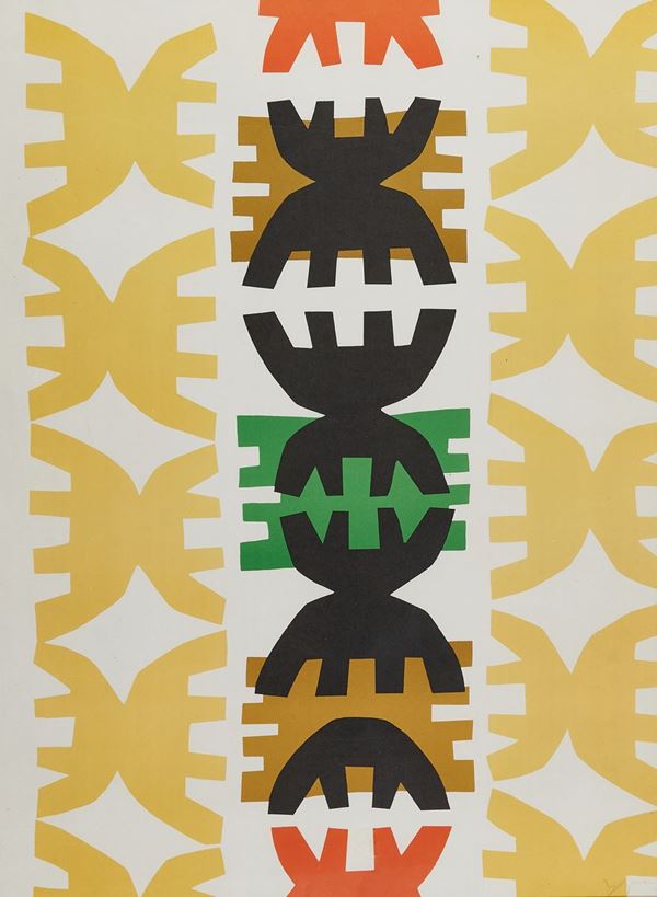 Giuseppe Capogrossi : Quarzo III  (1970)  - Litografia su cartoncino - Asta Arte Moderna e Contemporanea, '800 - '900 e Grafica Internazionale - Fabiani Arte