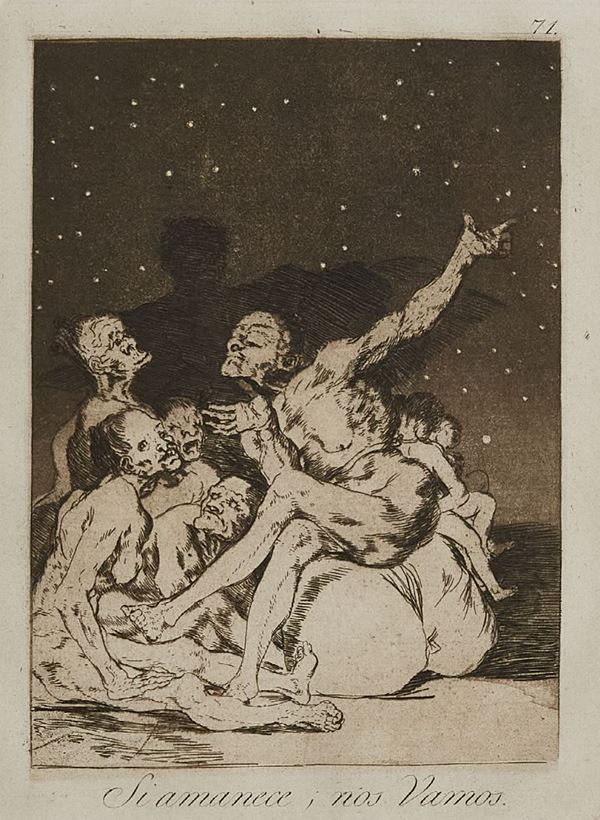 Francisco Jos&#233; De Goya : Si amanece, nos vamos  - Acquaforte e acquatinta di cm. 20x15 - Asta Arte Moderna e Contemporanea - Fabiani Arte