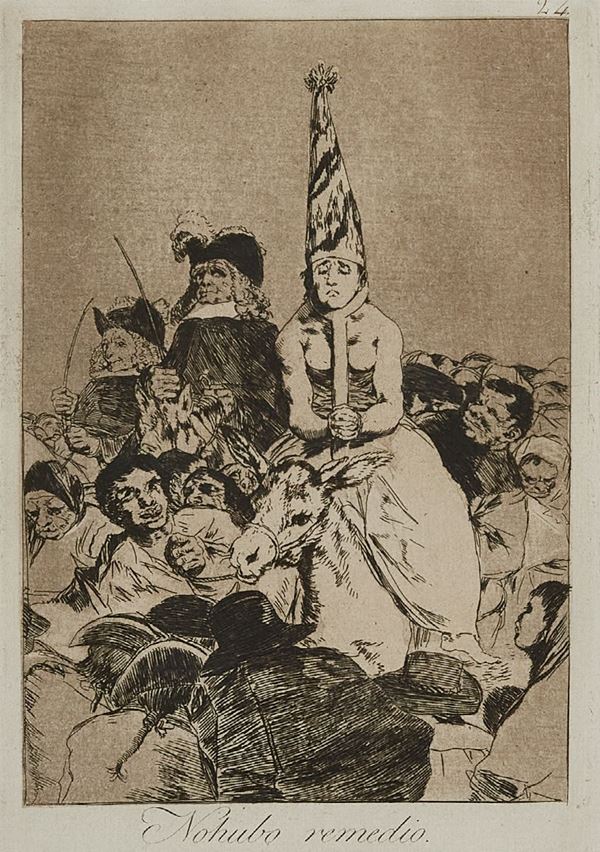 Francisco Jos&#233; De Goya : Nohubo remedio  - Acquaforte di cm. 21,5x15 - Asta Arte Moderna e Contemporanea - Fabiani Arte