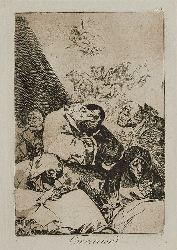 Francisco Jos&#233; De Goya : Correccion  - Acquaforte di cm. 22x15 - Asta Arte Moderna e Contemporanea, '800 - '900 e Grafica Internazionale - Fabiani Arte