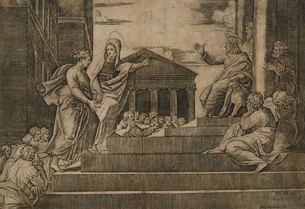Marcantonio Raimondi - Marta conduce Maria Maddalena a Cristo
