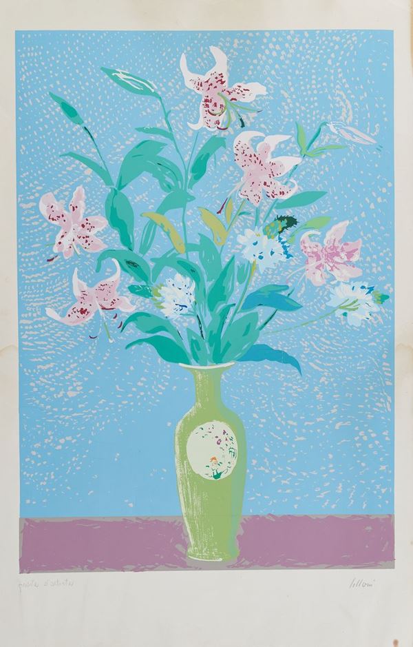 Umberto Lilloni : Vaso di fiori  - Litografia su carta - Asta Arte Moderna e Contemporanea, '800 - '900 e Grafica Internazionale - Fabiani Arte