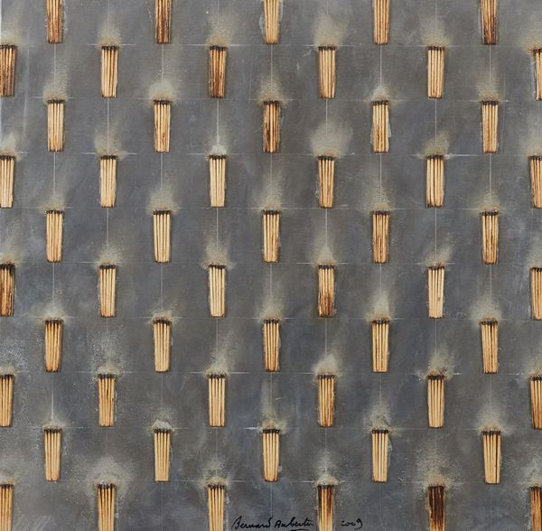 Bernard Aubertin : Senza titolo  (2009)  - Fiammiferi bruciati su lastra di metallo - Asta Arte Moderna e Contemporanea, '800 - '900 e Grafica Internazionale - Fabiani Arte