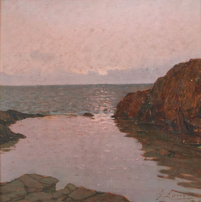 Giovanni Lomi - Scogli al Tramonto - Antignano