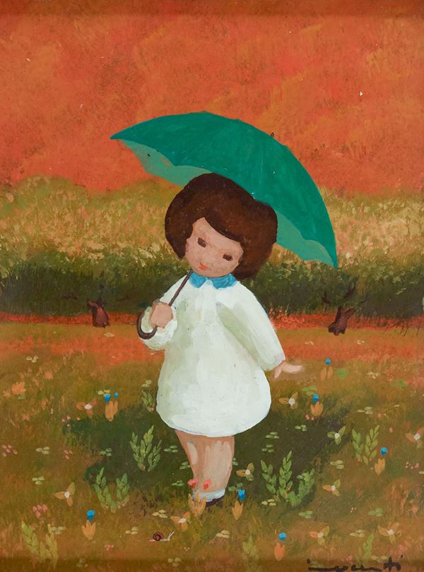 Mario Innocenti - Bambina con ombrello