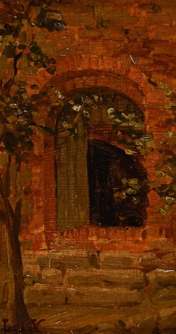 Luigi IX : Porta  - Olio su cartone - Asta Arte Moderna e Contemporanea, '800 e'900 - Fabiani Arte