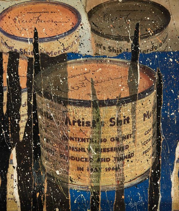 Grazioso David : Omaggio a Piero Manzoni  (1969)  - Collage e tecnica mista su tela - Asta Arte Moderna e Contemporanea - Fabiani Arte