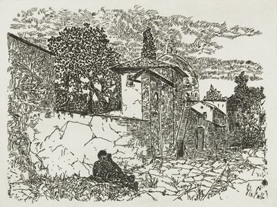 Scorcio di Paese con Figura