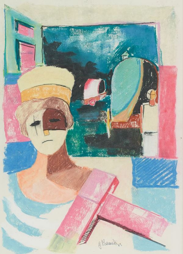 Giovanni Maranghi : Senza titolo  (1975)  - Pastelli su cartoncino - Asta Arte Moderna e Contemporanea, '800 e'900 - Fabiani Arte