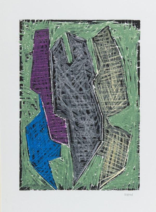 Gualtiero Nativi : Senza titolo  (1993)  - Pastelli e gessetti su base serigrafia - Asta Arte Moderna e Contemporanea, '800 e'900	 - Fabiani Arte