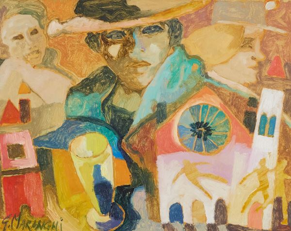 Giovanni Maranghi : Senza titolo  (1991)  - Olio su cartone - Asta Arte Moderna e Contemporanea, '800 e'900	 - Fabiani Arte