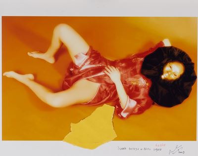Serie Omaggio a Schiele "donna Distesa in Abito Giallo - Rosso