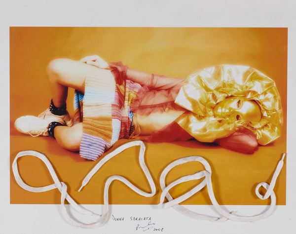 Paolo Vegas : Serie omaggio a Schiele "Donna sdraiata"  (2008)  - Stampa lambda montata su leger 20 mm - Asta Arte Moderna e Contemporanea, '800 e'900	 - Fabiani Arte