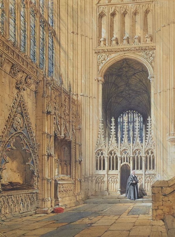 Joseph Nash : Westminster interno  (1863)  - Acquerello su carta - Asta Arte Moderna e Contemporanea, '800 e'900	 - Fabiani Arte