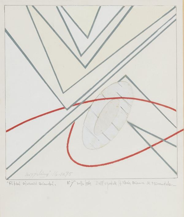 Silvano Bozzolini : Ritmi dinamici bianchi  (1975)  - Tecnica mista e collage su cartoncino - Asta Arte Moderna e Contemporanea, '800 e'900	 - Fabiani Arte