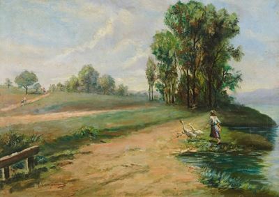 Fanciulla al Fiume con Anatre