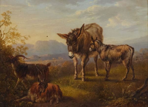 Anonimo (Scuola Inglese XIX secolo) : Pastorale  (1817)  - Olio su tavola - Asta Arte Moderna e Contemporanea, '800 e'900	 - Fabiani Arte