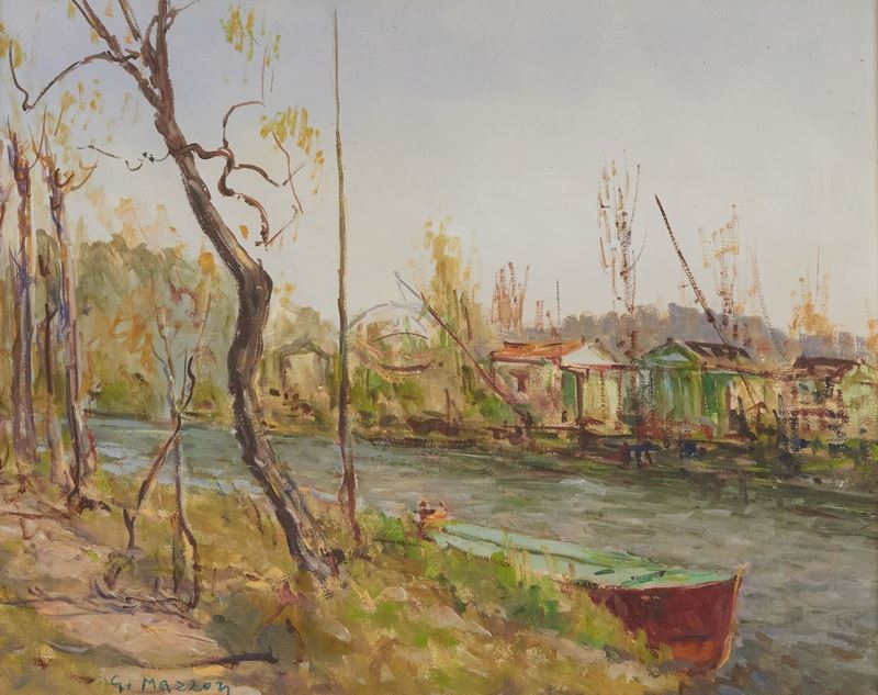 Giuseppe Mazzon - Canale con Bilancia - Lago di Massaciuccoli
