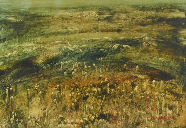 Alfredo Nannoni : Il campo fiorito  (1989)  - Olio su tela - Asta Arte Moderna e Contemporanea, '800 e'900	 - Fabiani Arte